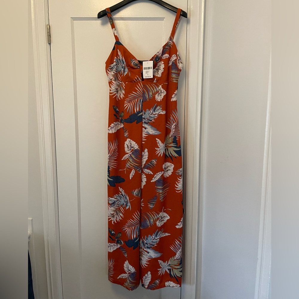 NWT Rust Floral Tropical Wide-Leg Romper